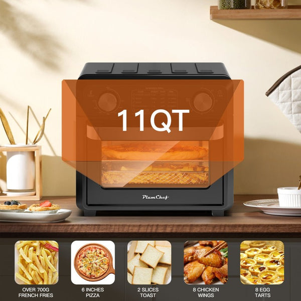 English Elm Same Compact 11Qt Air Fryer Toaster Oven with 8 Functions and 360 Degree Hot Circulation W1002P415279