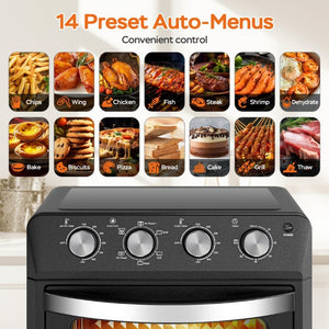 English Elm Plum Chef 27.5Qt Stainless Countertop Oven with Air Fry Bake Broil and Dehydrate Black W1002P415296