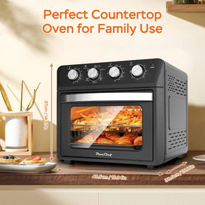 English Elm Plum Chef 27.5Qt Stainless Countertop Oven with Air Fry Bake Broil and Dehydrate Black W1002P415296