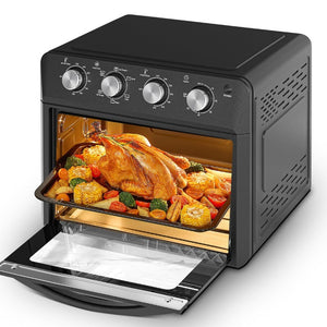 English Elm Plum Chef 27.5Qt Stainless Countertop Oven with Air Fry Bake Broil and Dehydrate Black W1002P415296