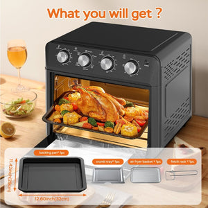 English Elm Plum Chef 27.5Qt Stainless Countertop Oven with Air Fry Bake Broil and Dehydrate Black W1002P415296