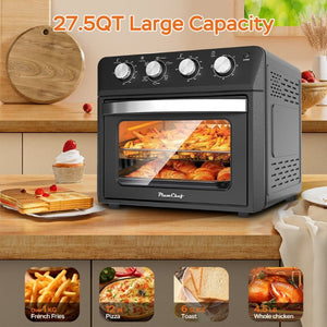English Elm Plum Chef 27.5Qt Stainless Countertop Oven with Air Fry Bake Broil and Dehydrate Black W1002P415296