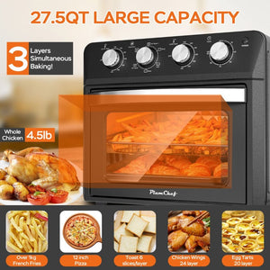 English Elm Plum Chef 27.5Qt Stainless Countertop Oven with Air Fry Bake Broil and Dehydrate Black W1002P415296