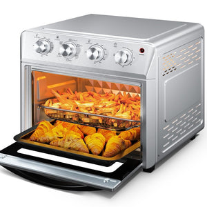 English Elm Plum Chef 27.5Qt Stainless Countertop Oven with Air Fry Bake Broil and Dehydrate Silver W1002P415391