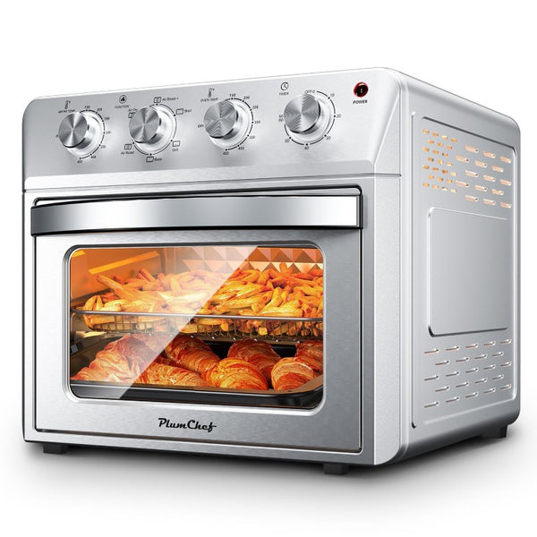 English Elm Plum Chef 27.5Qt Stainless Countertop Oven with Air Fry Bake Broil and Dehydrate Silver W1002P415391