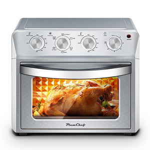 English Elm Plum Chef 27.5Qt Stainless Countertop Oven with Air Fry Bake Broil and Dehydrate Silver W1002P415391