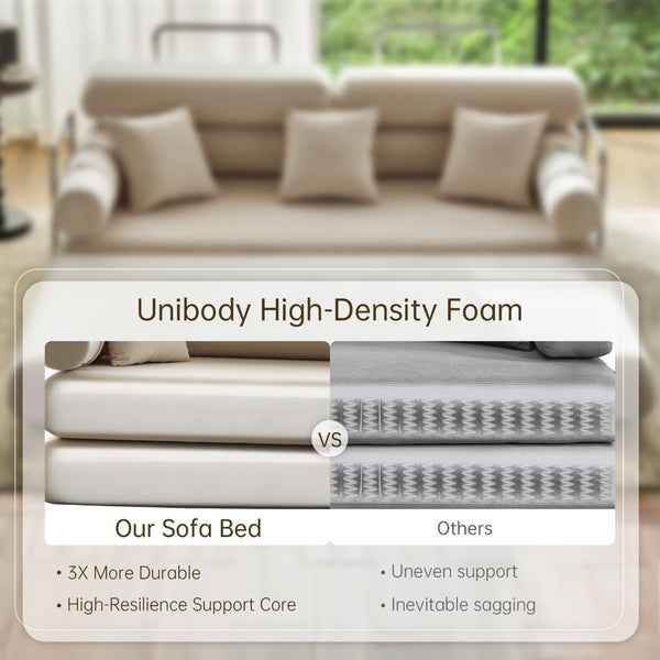 English Elm Convertible L-shaped Sectional Sleeper Sofa in Pet Friendly Chenille for Living Room Beige White W1002P513111