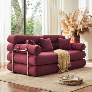English Elm Convertible L-shaped Sectional Sleeper Sofa in Pet Friendly Chenille for Living Room Claret Red W1002P513576