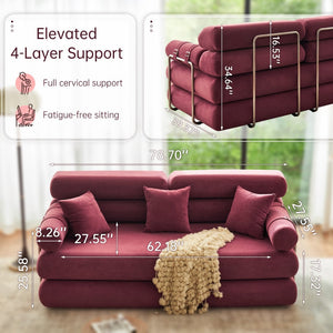 English Elm Convertible L-shaped Sectional Sleeper Sofa in Pet Friendly Chenille for Living Room Claret Red W1002P513576