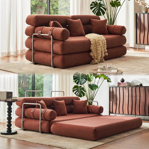 English Elm Convertible L-shaped Sectional Sleeper Sofa in Pet Friendly Chenille for Living Room Orange W1002P513615
