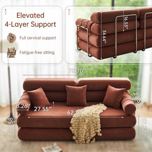 English Elm Convertible L-shaped Sectional Sleeper Sofa in Pet Friendly Chenille for Living Room Orange W1002P513615