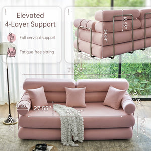 English Elm Convertible L-shaped Sectional Sleeper Sofa in Pet Friendly Chenille for Living Room Pink W1002P513628