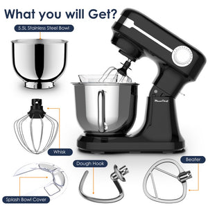 English Elm Plum Chef Tilt-Head Stand Mixer 5.5 Quart 12 Speed with Stainless Bowl and Attachments W1002P525754