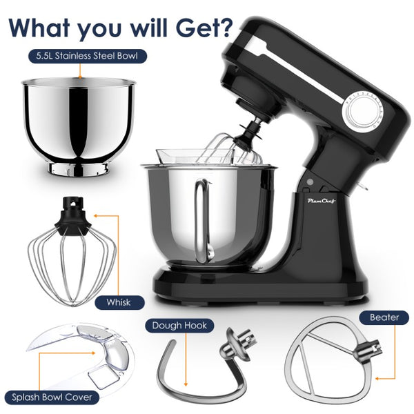 English Elm Plum Chef Tilt-Head Stand Mixer 5.5 Quart 12 Speed with Stainless Bowl and Attachments W1002P525754