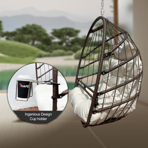 English Elm W2707p184371 Resin Wicker Hanging Egg Chair Outdoor Patio Cocoon Seat with Cushion W1002P566665
