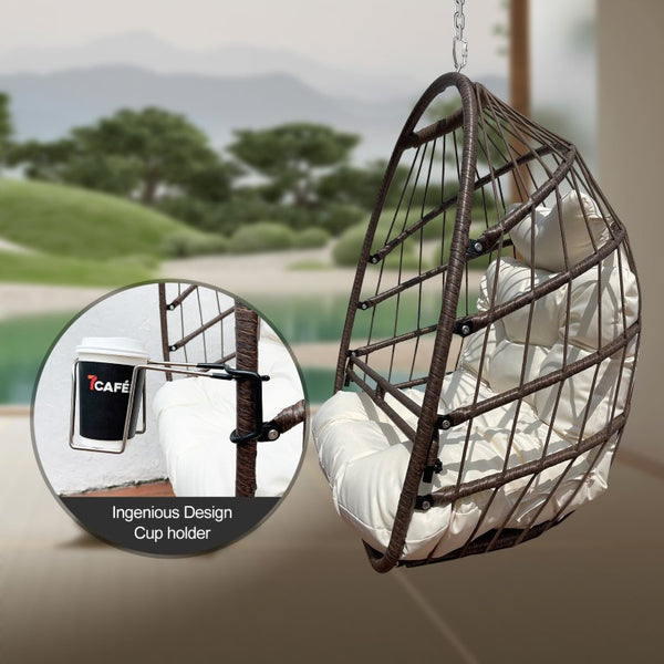 English Elm W2707p184371 Resin Wicker Hanging Egg Chair Outdoor Patio Cocoon Seat with Cushion W1002P566665