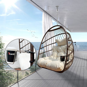 English Elm W2707p184371 Resin Wicker Hanging Egg Chair Outdoor Patio Cocoon Seat with Cushion W1002P566665