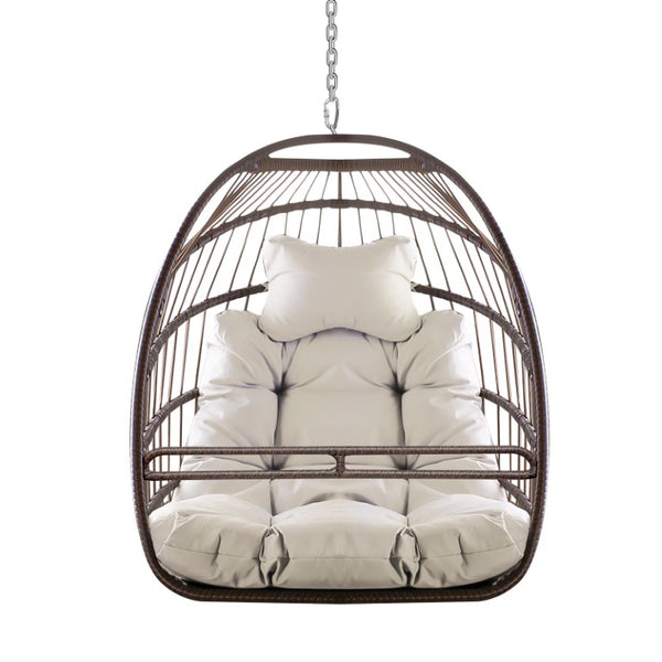 English Elm W2707p184371 Resin Wicker Hanging Egg Chair Outdoor Patio Cocoon Seat with Cushion W1002P566665