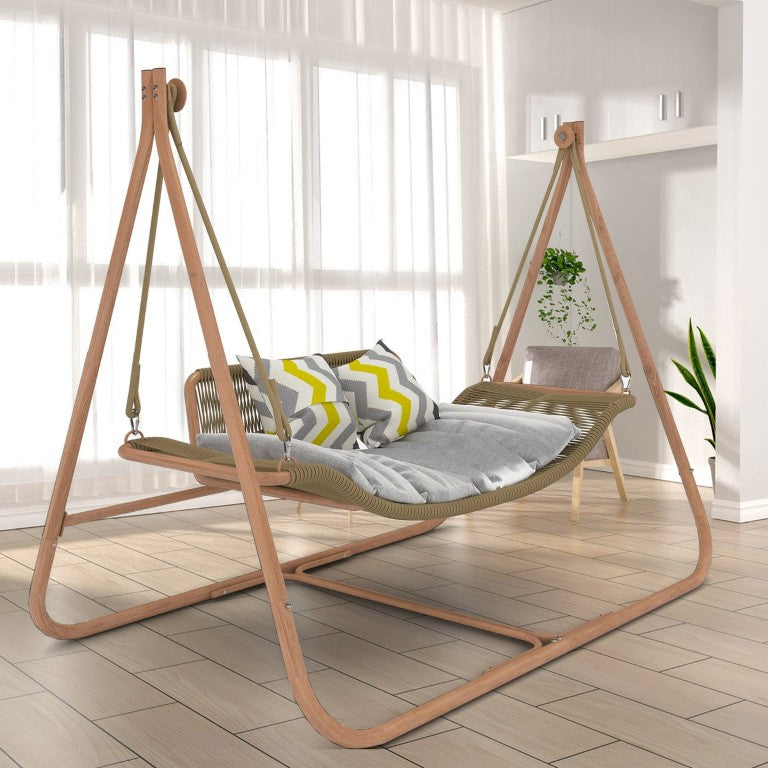 English Elm W2707p184379 Freestanding Double Egg Swing Chair PE Rattan Loveseat Patio Lounge W1002P567226