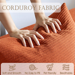 English Elm 106.5" Convertible Corduroy Sectional Sofa Bed Floor Couch with High-resilience Foam Seating Orange W1002S00012