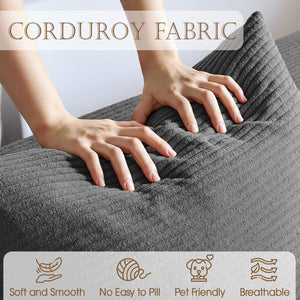 English Elm 106.5" Convertible Corduroy Sectional Sofa Bed Floor Couch with High-resilience Foam Seating Gray W1002S00014