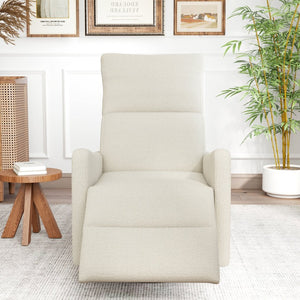 English Elm Manual Swivel Recliner with 360 Rotation Velvet Upholstery Nursery or Living Room Glider Beige W1028P463109