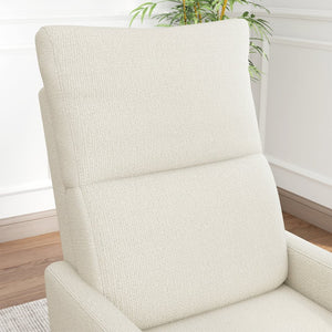 English Elm Manual Swivel Recliner with 360 Rotation Velvet Upholstery Nursery or Living Room Glider Beige W1028P463109