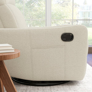 English Elm Manual Swivel Recliner with 360 Rotation Velvet Upholstery Nursery or Living Room Glider Beige W1028P463109