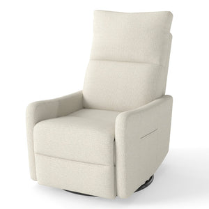 English Elm Manual Swivel Recliner with 360 Rotation Velvet Upholstery Nursery or Living Room Glider Beige W1028P463109