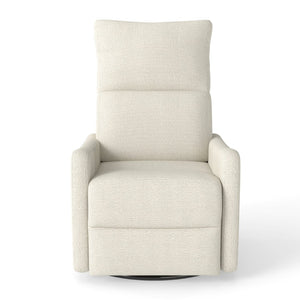 English Elm Manual Swivel Recliner with 360 Rotation Velvet Upholstery Nursery or Living Room Glider Beige W1028P463109