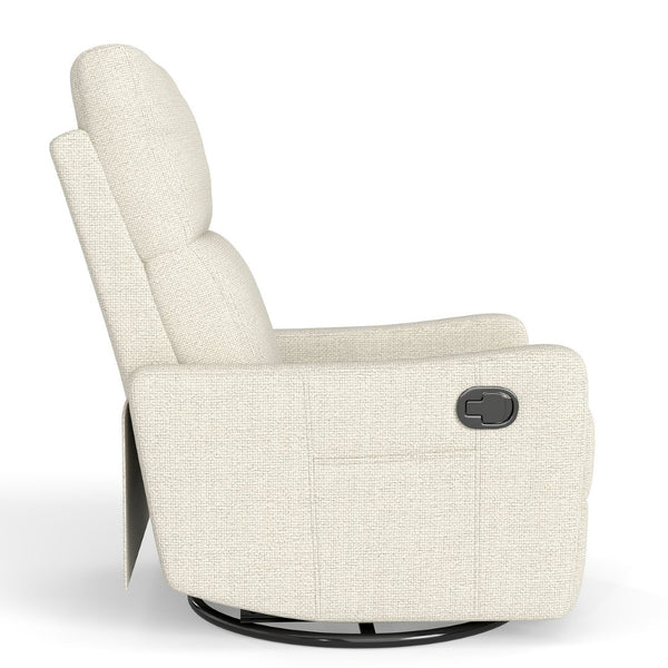 English Elm Manual Swivel Recliner with 360 Rotation Velvet Upholstery Nursery or Living Room Glider Beige W1028P463109