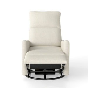 English Elm Manual Swivel Recliner with 360 Rotation Velvet Upholstery Nursery or Living Room Glider Beige W1028P463109