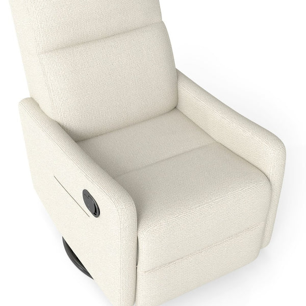 English Elm Manual Swivel Recliner with 360 Rotation Velvet Upholstery Nursery or Living Room Glider Beige W1028P463109