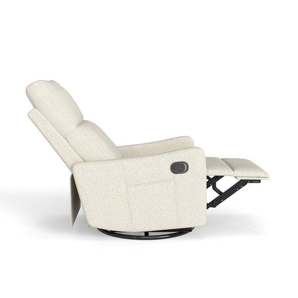English Elm Manual Swivel Recliner with 360 Rotation Velvet Upholstery Nursery or Living Room Glider Beige W1028P463109