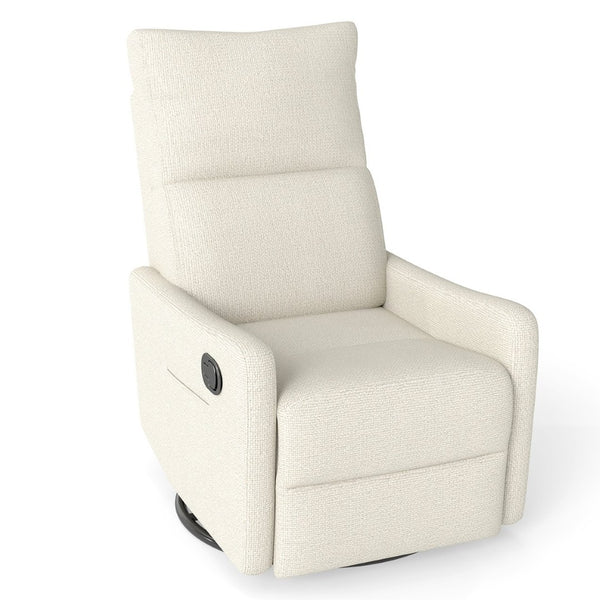 English Elm Manual Swivel Recliner with 360 Rotation Velvet Upholstery Nursery or Living Room Glider Beige W1028P463109