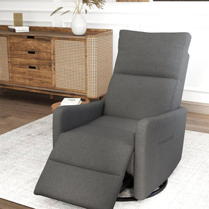 English Elm Manual Swivel Recliner with 360 Rotation Velvet Upholstery Nursery or Living Room Glider Dark Gray W1028P463118
