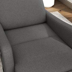 English Elm Manual Swivel Recliner with 360 Rotation Velvet Upholstery Nursery or Living Room Glider Dark Gray W1028P463118