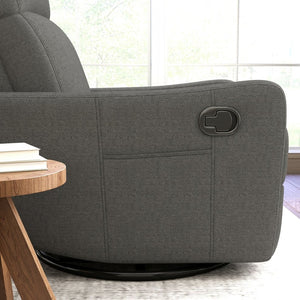 English Elm Manual Swivel Recliner with 360 Rotation Velvet Upholstery Nursery or Living Room Glider Dark Gray W1028P463118