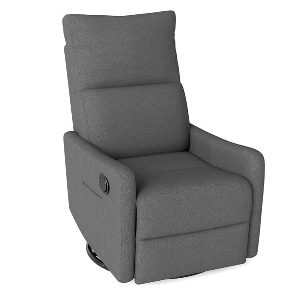 English Elm Manual Swivel Recliner with 360 Rotation Velvet Upholstery Nursery or Living Room Glider Dark Gray W1028P463118