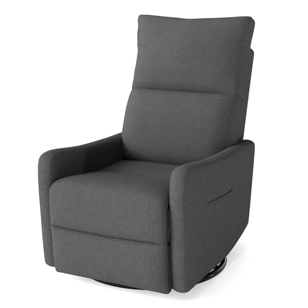 English Elm Manual Swivel Recliner with 360 Rotation Velvet Upholstery Nursery or Living Room Glider Dark Gray W1028P463118