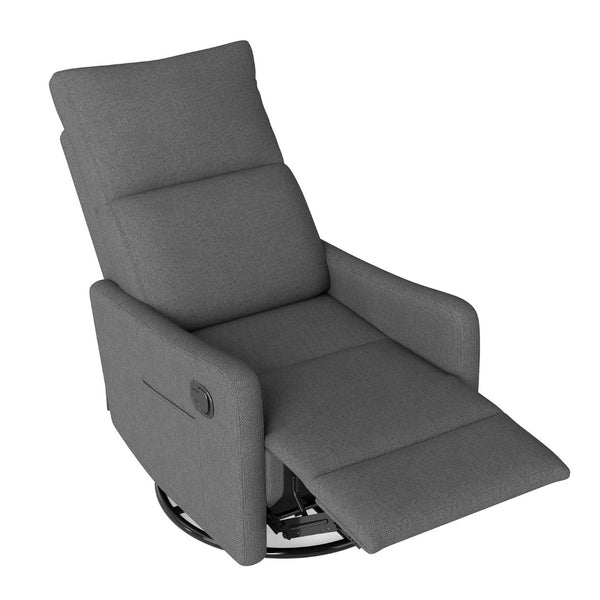 English Elm Manual Swivel Recliner with 360 Rotation Velvet Upholstery Nursery or Living Room Glider Dark Gray W1028P463118
