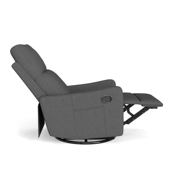 English Elm Manual Swivel Recliner with 360 Rotation Velvet Upholstery Nursery or Living Room Glider Dark Gray W1028P463118