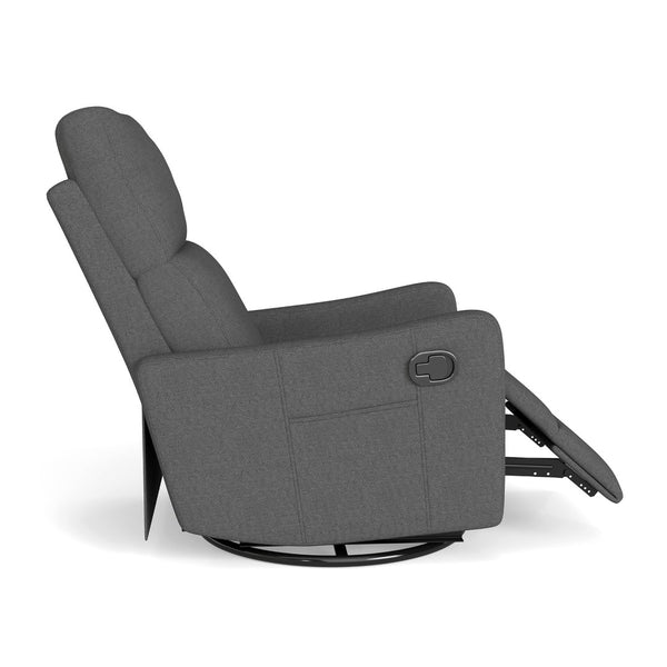 English Elm Manual Swivel Recliner with 360 Rotation Velvet Upholstery Nursery or Living Room Glider Dark Gray W1028P463118