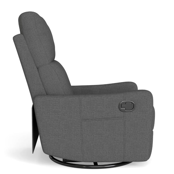 English Elm Manual Swivel Recliner with 360 Rotation Velvet Upholstery Nursery or Living Room Glider Dark Gray W1028P463118