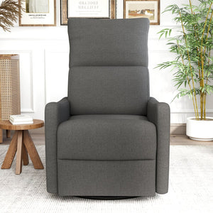 English Elm Manual Swivel Recliner with 360 Rotation Velvet Upholstery Nursery or Living Room Glider Dark Gray W1028P463118