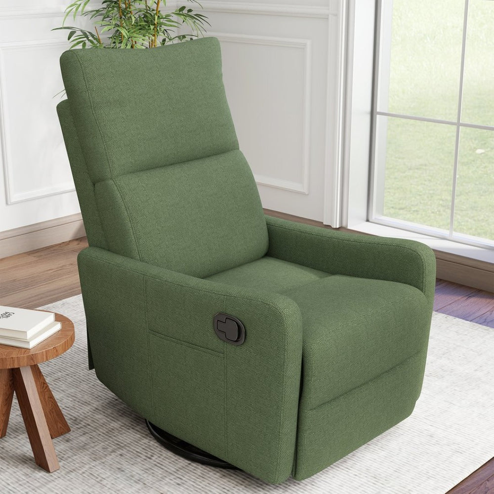 English Elm Manual Swivel Rocker Recliner with Velvet Upholstery for Nursery or Living Room W1028P463157