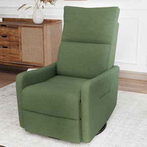 English Elm Manual Swivel Rocker Recliner with Velvet Upholstery for Nursery or Living Room W1028P463157