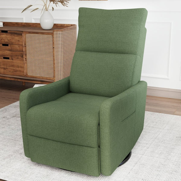 English Elm Manual Swivel Rocker Recliner with Velvet Upholstery for Nursery or Living Room W1028P463157