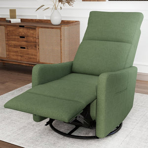 English Elm Manual Swivel Rocker Recliner with Velvet Upholstery for Nursery or Living Room W1028P463157