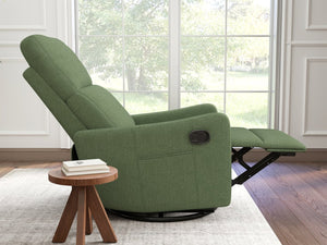English Elm Manual Swivel Rocker Recliner with Velvet Upholstery for Nursery or Living Room W1028P463157